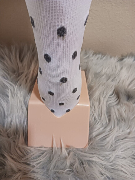 Knee High Socks With Polka Dots Pattern In White Size S/M - Picture 7 of 12